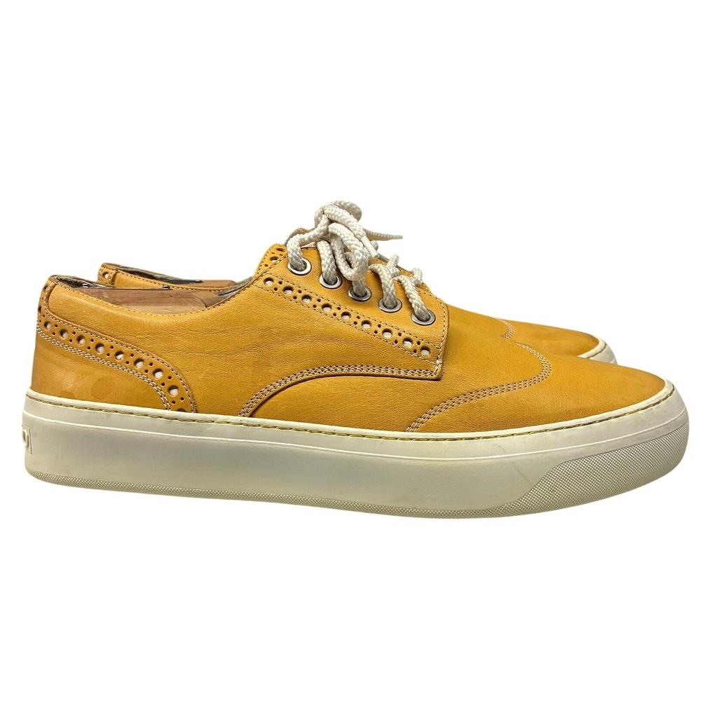Jimmy Choo Reggy Sneakers Men's Leather Size 42 US 9 Yellow Lace Up Wingtip